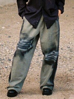 BAGGY DENIM SWEATPANTS IN WASHED GREY